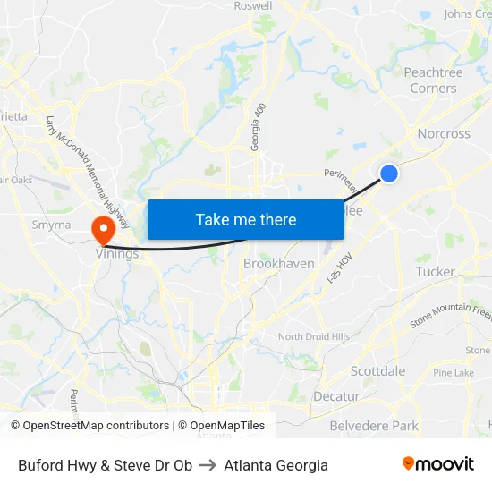Buford Hwy & Steve Dr Ob to Atlanta Georgia map