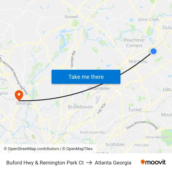 Buford Hwy & Remington Park Ct to Atlanta Georgia map
