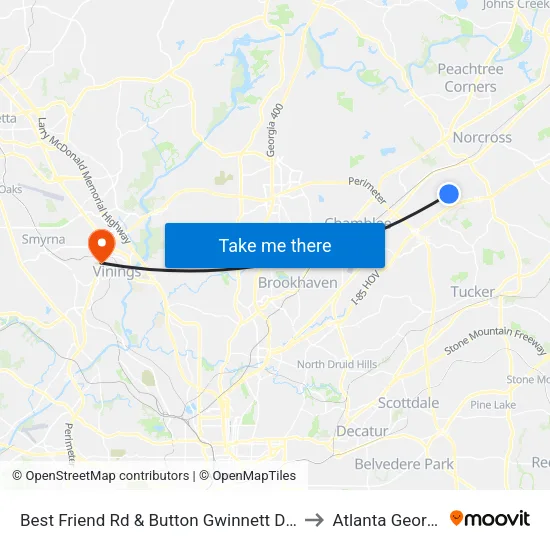 Best Friend Rd & Button Gwinnett Dr Ob to Atlanta Georgia map