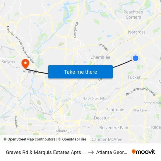 Graves Rd & Marquis Estates Apts Ob to Atlanta Georgia map
