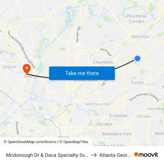 Mcdonough Dr & Daca Specialty Svc Ob to Atlanta Georgia map