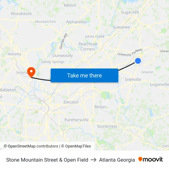 Stone Mountain Street & Open Field to Atlanta Georgia map