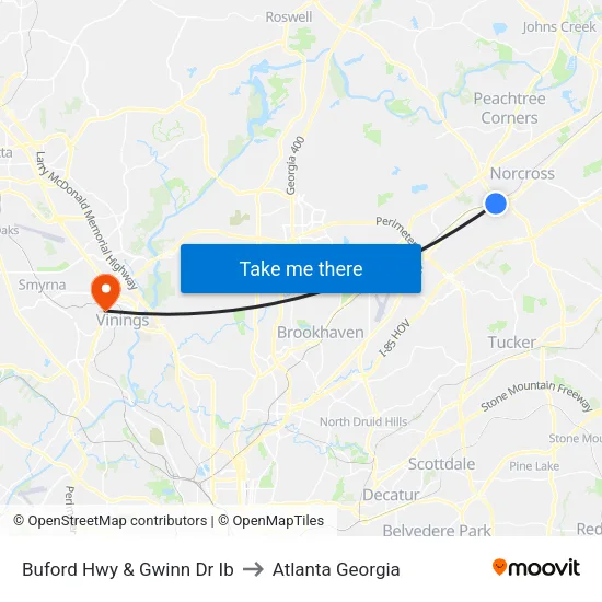 Buford Hwy & Trans Cargo to Atlanta Georgia map