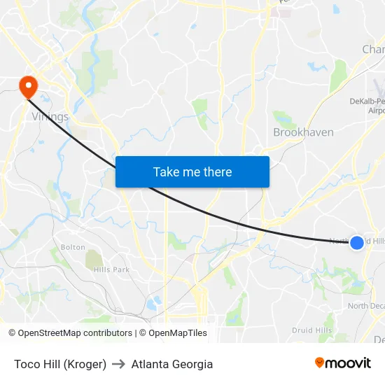 Toco Hill (Kroger) to Atlanta Georgia map