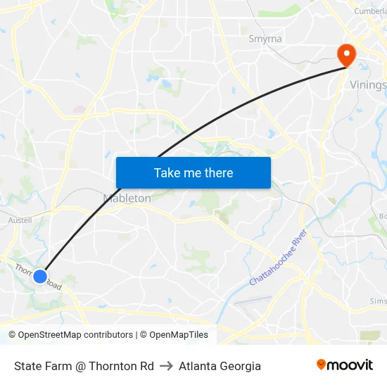 State Farm @ Thornton Rd to Atlanta Georgia map