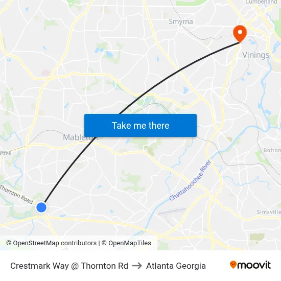 Crestmark Way @ Thornton Rd Ob to Atlanta Georgia map