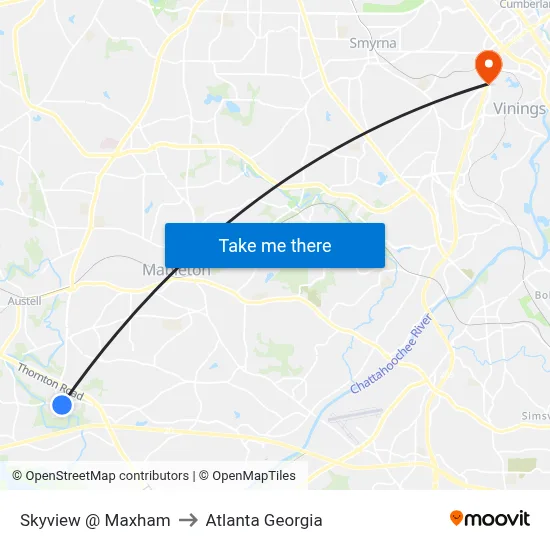 Skyview @ Maxham to Atlanta Georgia map
