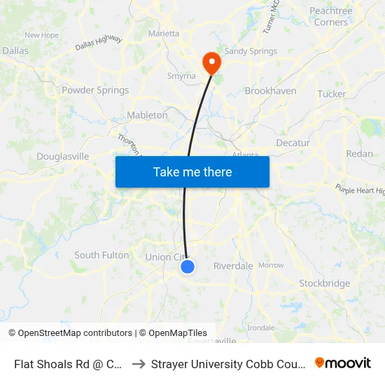 Flat Shoals Rd @ Connell Rd to Strayer University Cobb County Campus map