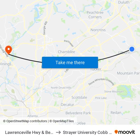 Lawrenceville Hwy & Beaver Ruin Rd Ob to Strayer University Cobb County Campus map