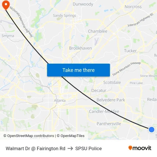 Walmart Dr @ Fairington Rd to SPSU Police map