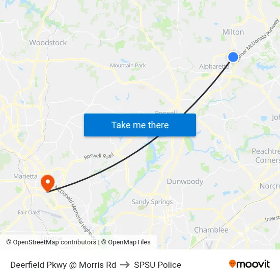 Deerfield Pkwy @ Morris Rd to SPSU Police map