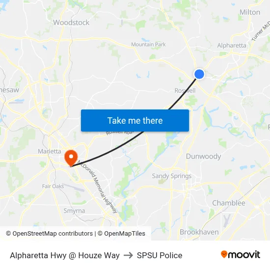 Alpharetta Hwy @ Houze Way to SPSU Police map