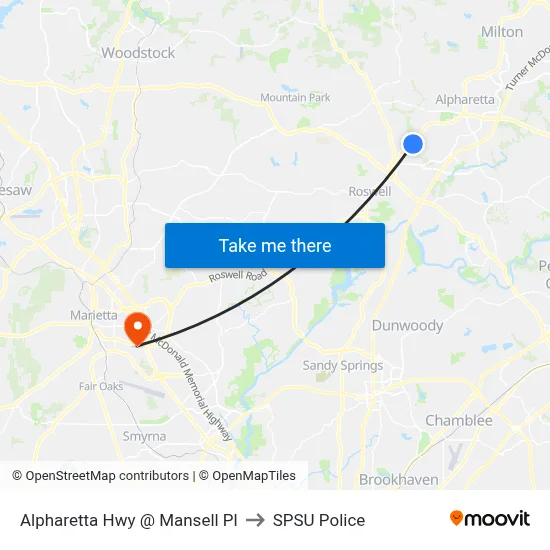 Alpharetta Hwy @ Mansell Pl to SPSU Police map