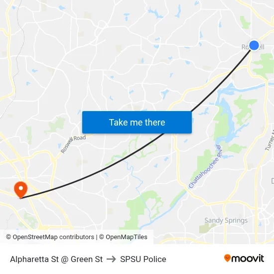 Alpharetta St @ Green St to SPSU Police map