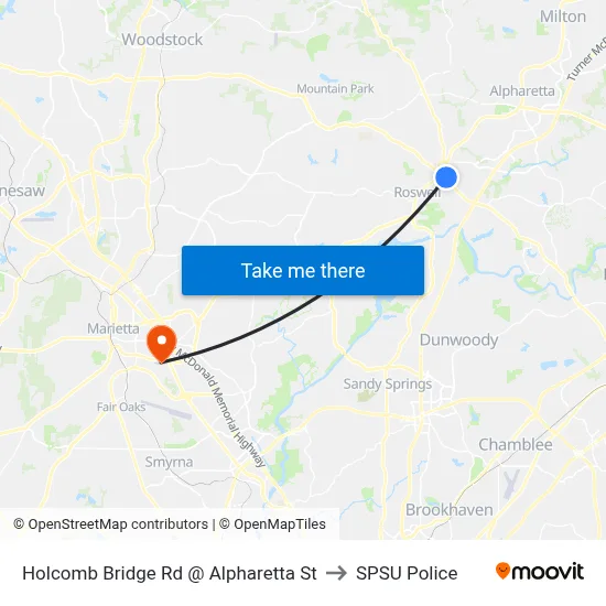 Holcomb Bridge Rd @ Alpharetta St to SPSU Police map