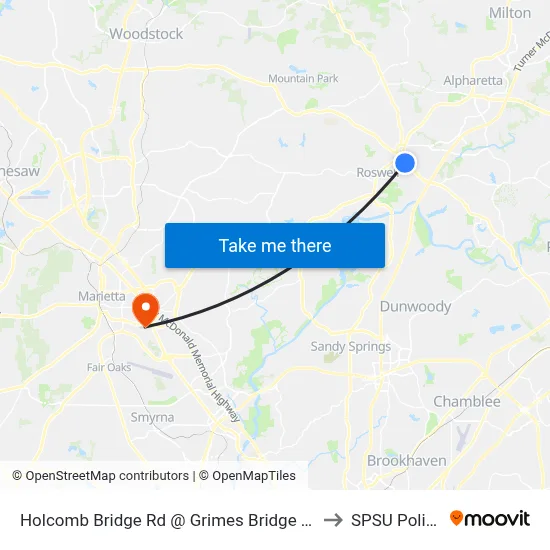 Holcomb Bridge Rd @ Grimes Bridge Rd to SPSU Police map