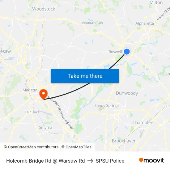 Holcomb Bridge Rd @ Warsaw Rd to SPSU Police map