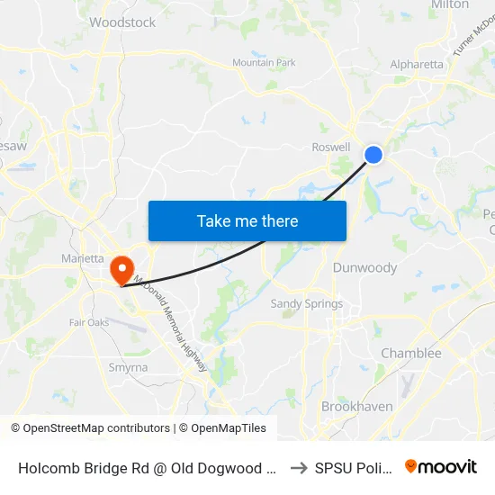 Holcomb Bridge Rd @ Old Dogwood Rd to SPSU Police map