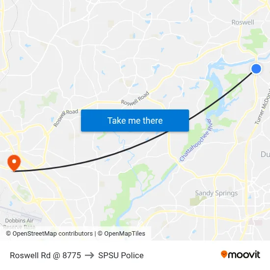 Roswell Rd @ 8775 to SPSU Police map