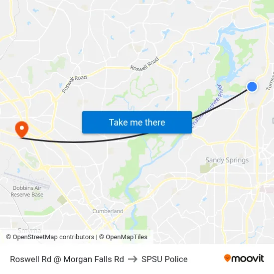 Roswell Rd @ Morgan Falls Rd to SPSU Police map