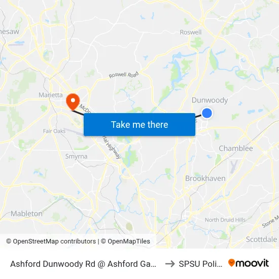 Ashford Dunwoody Rd @ Ashford Gables to SPSU Police map
