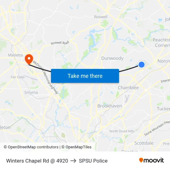 Winters Chapel Rd @ 4920 to SPSU Police map