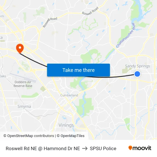 Roswell Rd NE @ Hammond Dr NE to SPSU Police map
