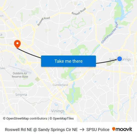 Roswell Rd NE @ Sandy Springs Cir NE to SPSU Police map