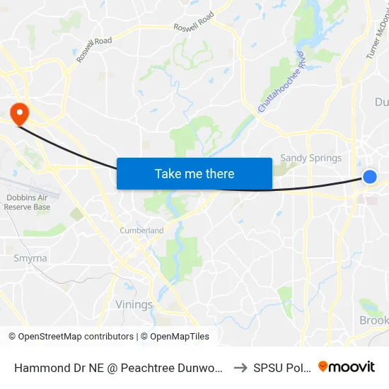 Hammond Dr NE @ Peachtree Dunwoody Rd to SPSU Police map