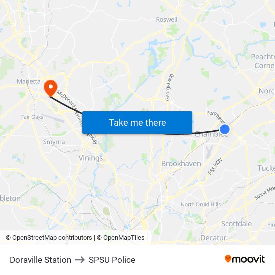 Doraville Station to SPSU Police map