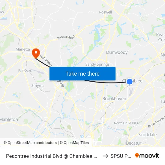 Peachtree Industrial Blvd @ Chamblee Dunwoody Rd to SPSU Police map