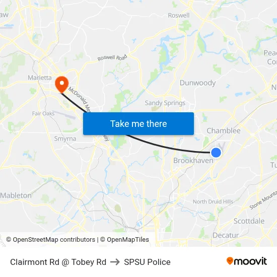 Clairmont Rd @ Tobey Rd to SPSU Police map