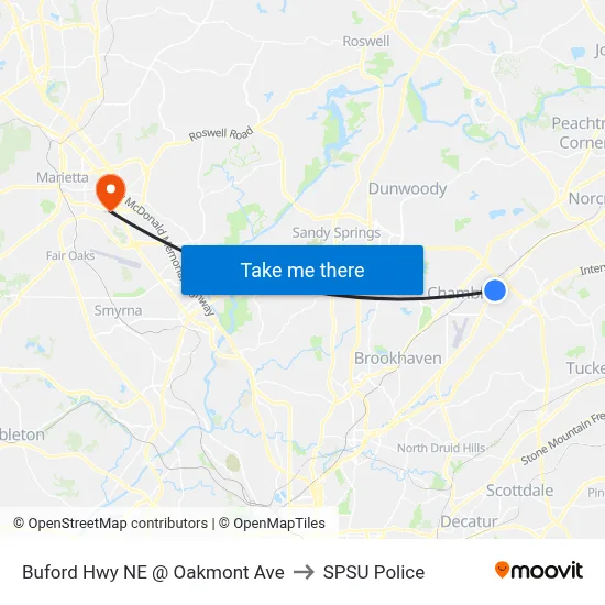 Buford Hwy NE @ Oakmont Ave to SPSU Police map