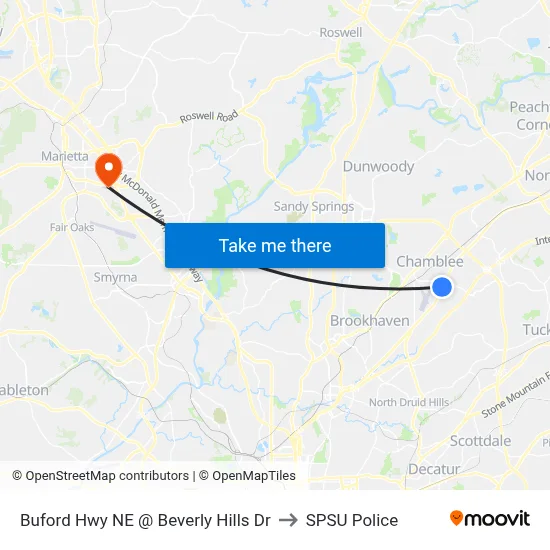 Buford Hwy NE @ Beverly Hills Dr to SPSU Police map