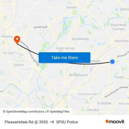 Pleasantdale Rd @ 3930 to SPSU Police map