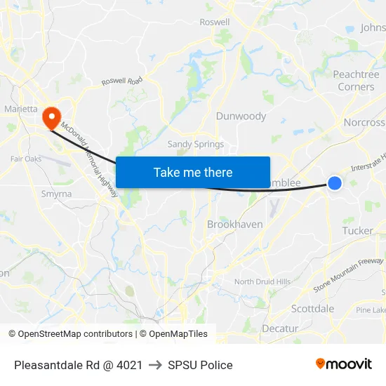 Pleasantdale Rd @ 4021 to SPSU Police map