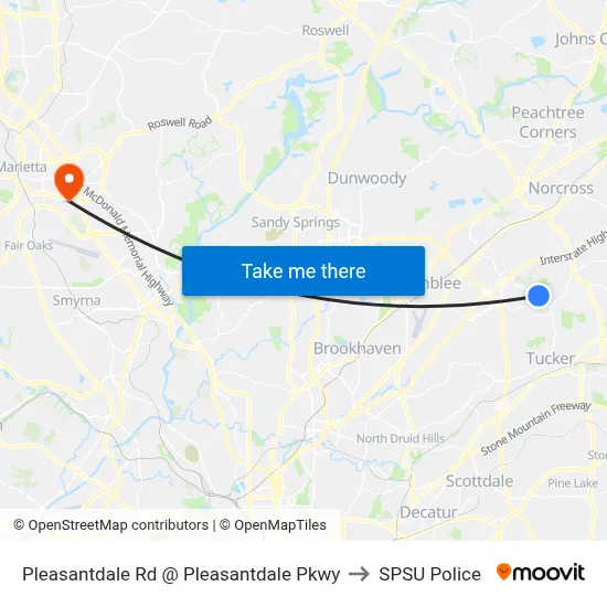 Pleasantdale Rd @ Pleasantdale Pkwy to SPSU Police map