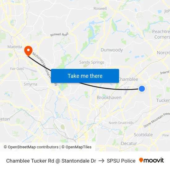 Chamblee Tucker Rd @ Stantondale Dr to SPSU Police map
