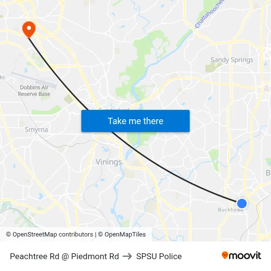 Peachtree Rd @ Piedmont Rd to SPSU Police map