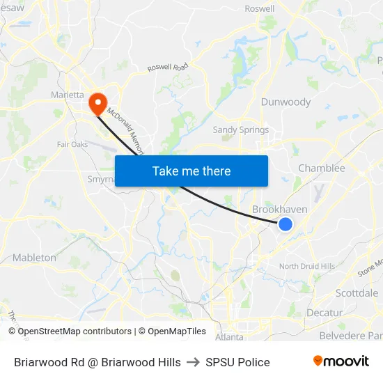 Briarwood Rd @ Briarwood Hills to SPSU Police map