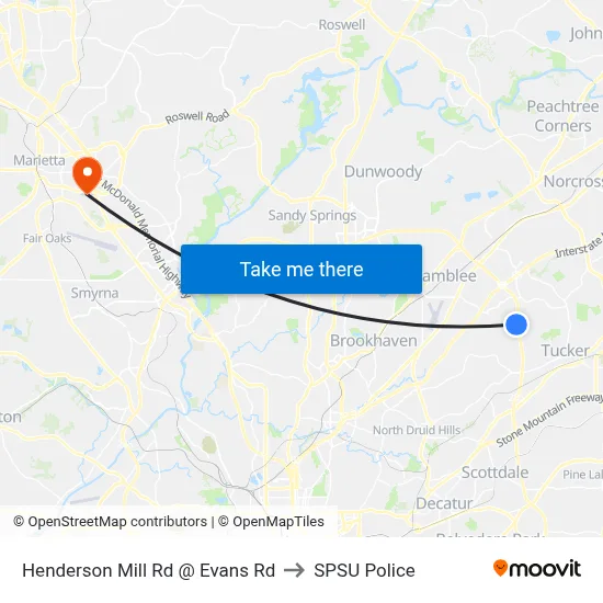 Henderson Mill Rd @ Evans Rd to SPSU Police map