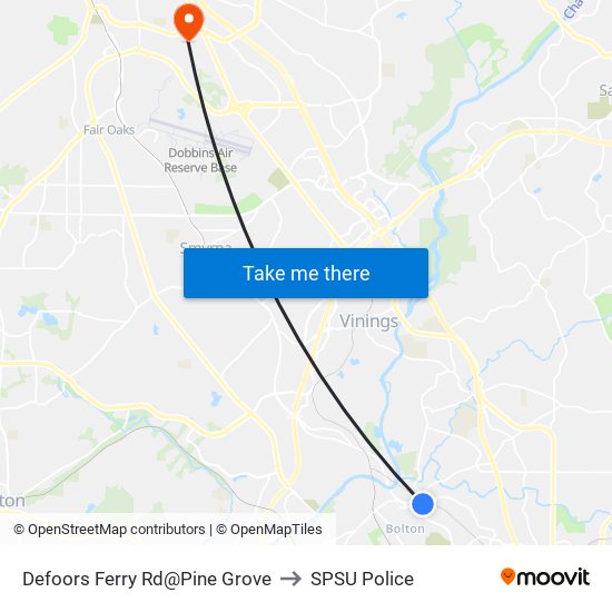 Defoors Ferry Rd@Pine Grove to SPSU Police map