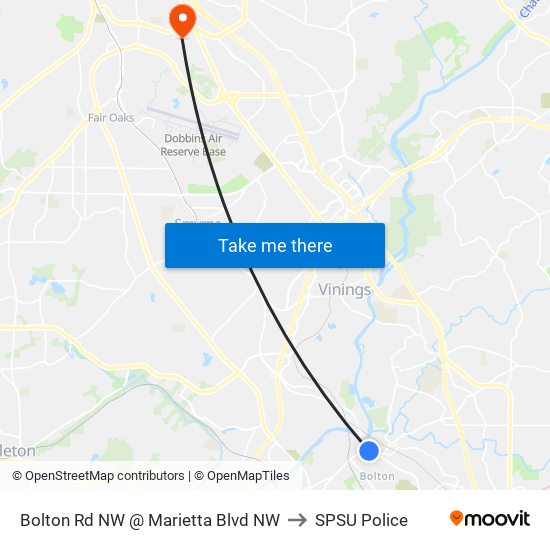 Bolton Rd NW @ Marietta Blvd NW to SPSU Police map