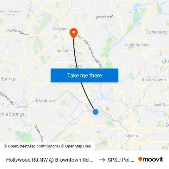 Hollywood Rd NW @ Browntown Rd NW to SPSU Police map