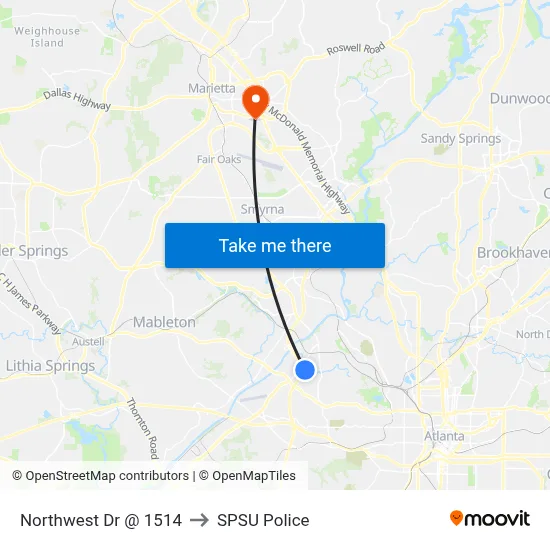 Northwest Dr @ 1514 to SPSU Police map