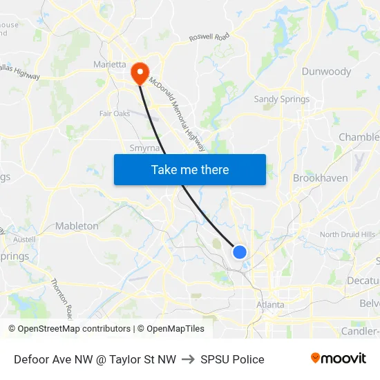 Defoor Ave NW @ Taylor St NW to SPSU Police map