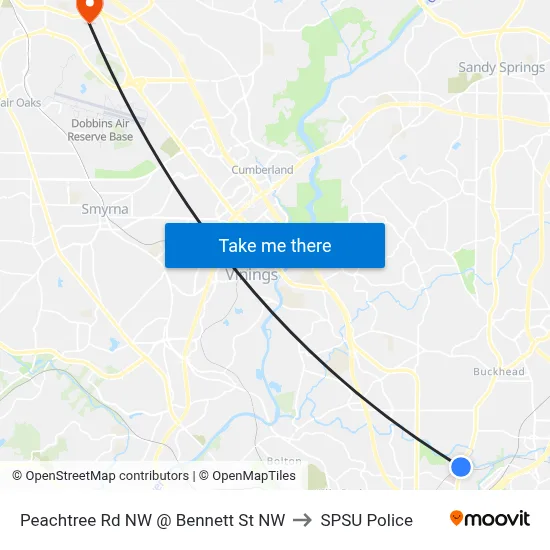 Peachtree Rd NW @ Bennett St NW to SPSU Police map