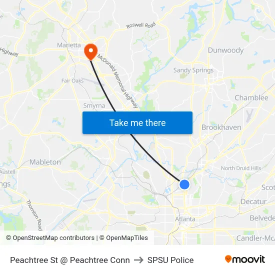 Peachtree St @ Peachtree Conn to SPSU Police map