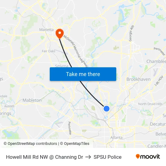 Howell Mill Rd NW @ Channing Dr to SPSU Police map
