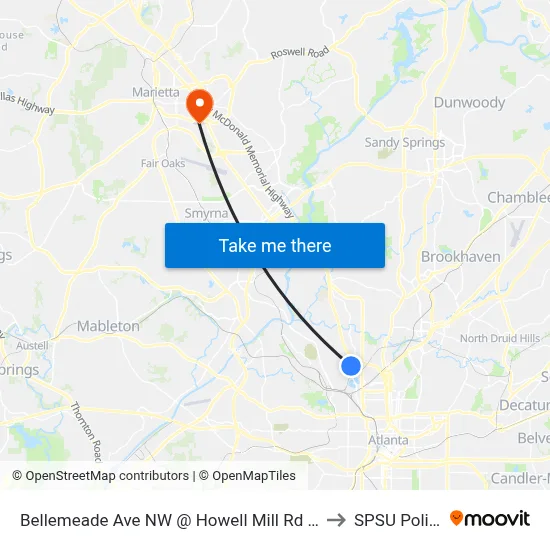 Bellemeade Ave NW @ Howell Mill Rd NW to SPSU Police map
